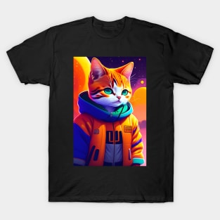 Cat in a Jacket - Modern Digital Art T-Shirt